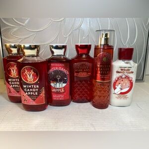 Bath & Body Works LOT OF 6 WINTER CANDY APPLE Set Body Mist Lotion Shower GelNew